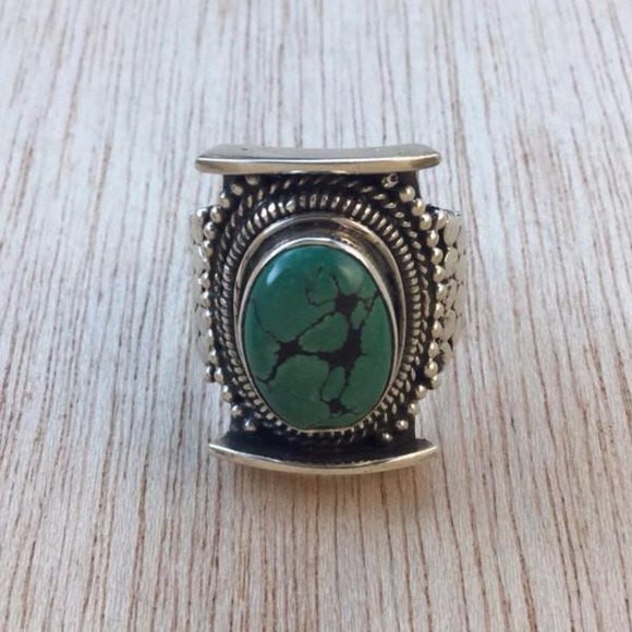 alphavariable Jewelry - TURQUOISE STATEMENT RING size 9 sterling